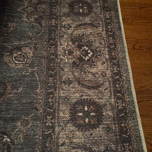 Blue Teal Oriental Vintage Rug, Oversize Area Rugs, Blue Carpet For Living Room, Multi- Purpose Anti Slip Rug, Decorative Abstract Floor Rug