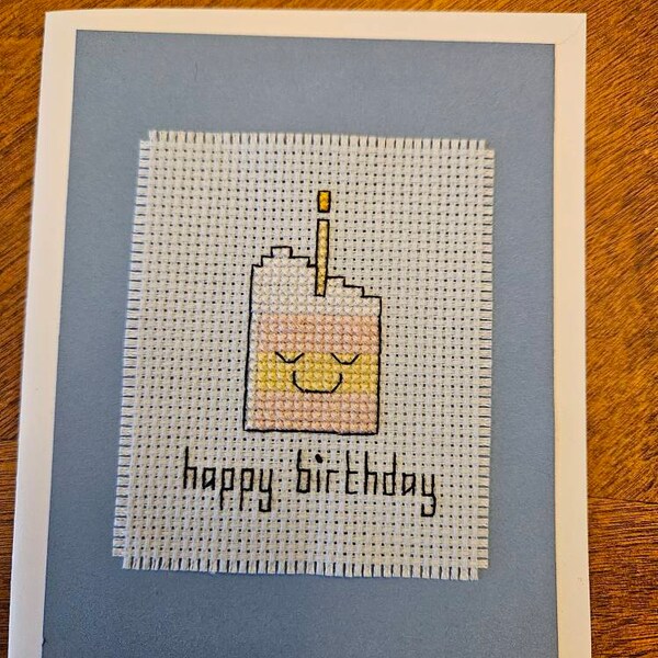 Birthday Cake Card Cross Stitch Pattern - Happy Birthday - Instant ...