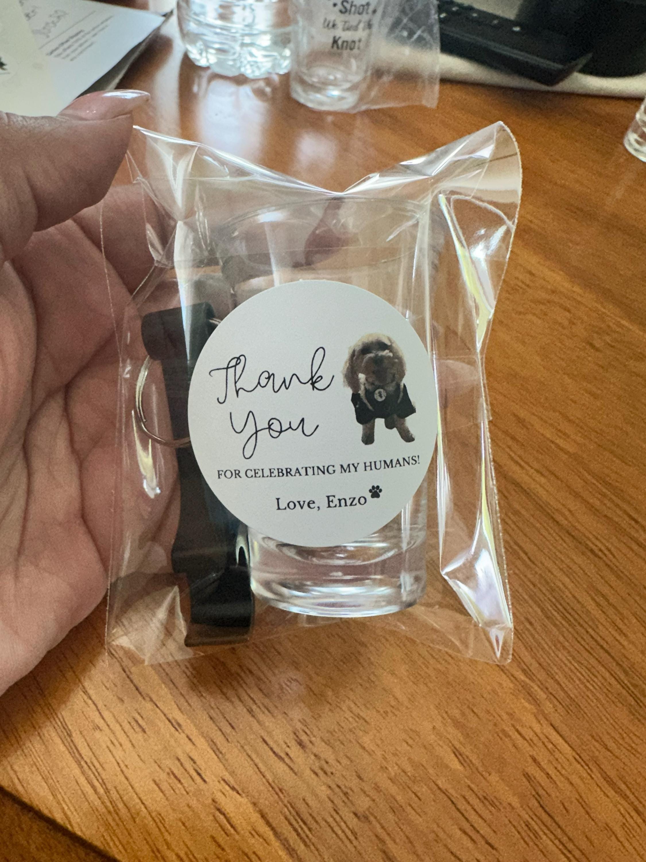 Personalizable Picture Dog Treat Wedding Favors|Doggie Goodie Bag|Thank You for Celebrating my Humans|Personalized Sticker and Treat Bags