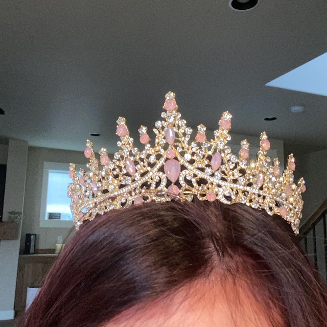 Pink Tiara Crown for Women, Wedding Tiara for Bride Queen  display picture 1