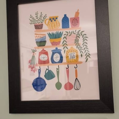 colourful kitchen print - bright kitchen wall art –... Colourful Kitchen Print // Kitchen Wall Decor, Kitchen Illustration ...