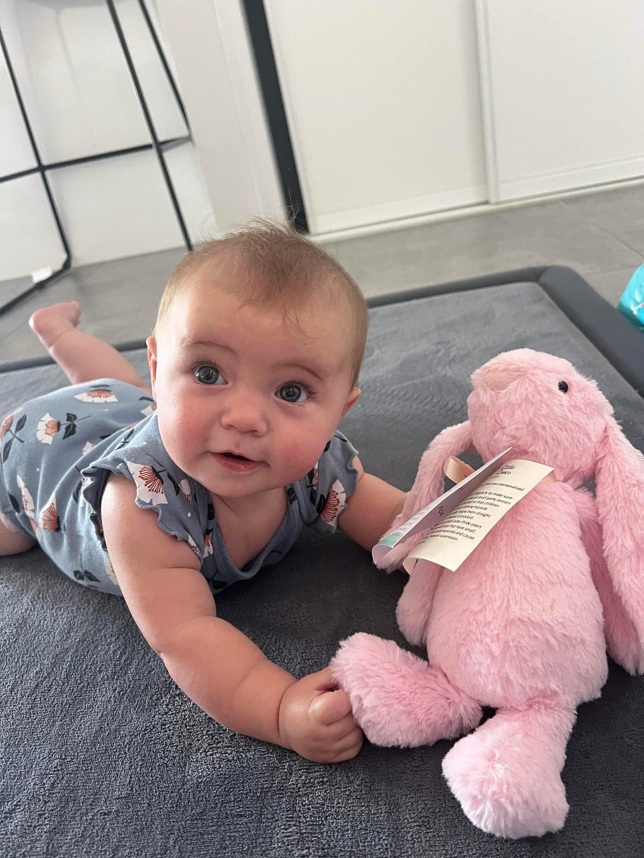 Personalised Plush Bunny Rabbits for children and babies. Floppy ear Rabbit for Easter or Birth. Customise text and colours. Embroidered ear