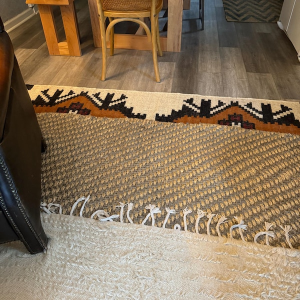 Handmade Wool Jute Rug, Navajo Kilim Rug, Aztec Rug, Accent Rug ...