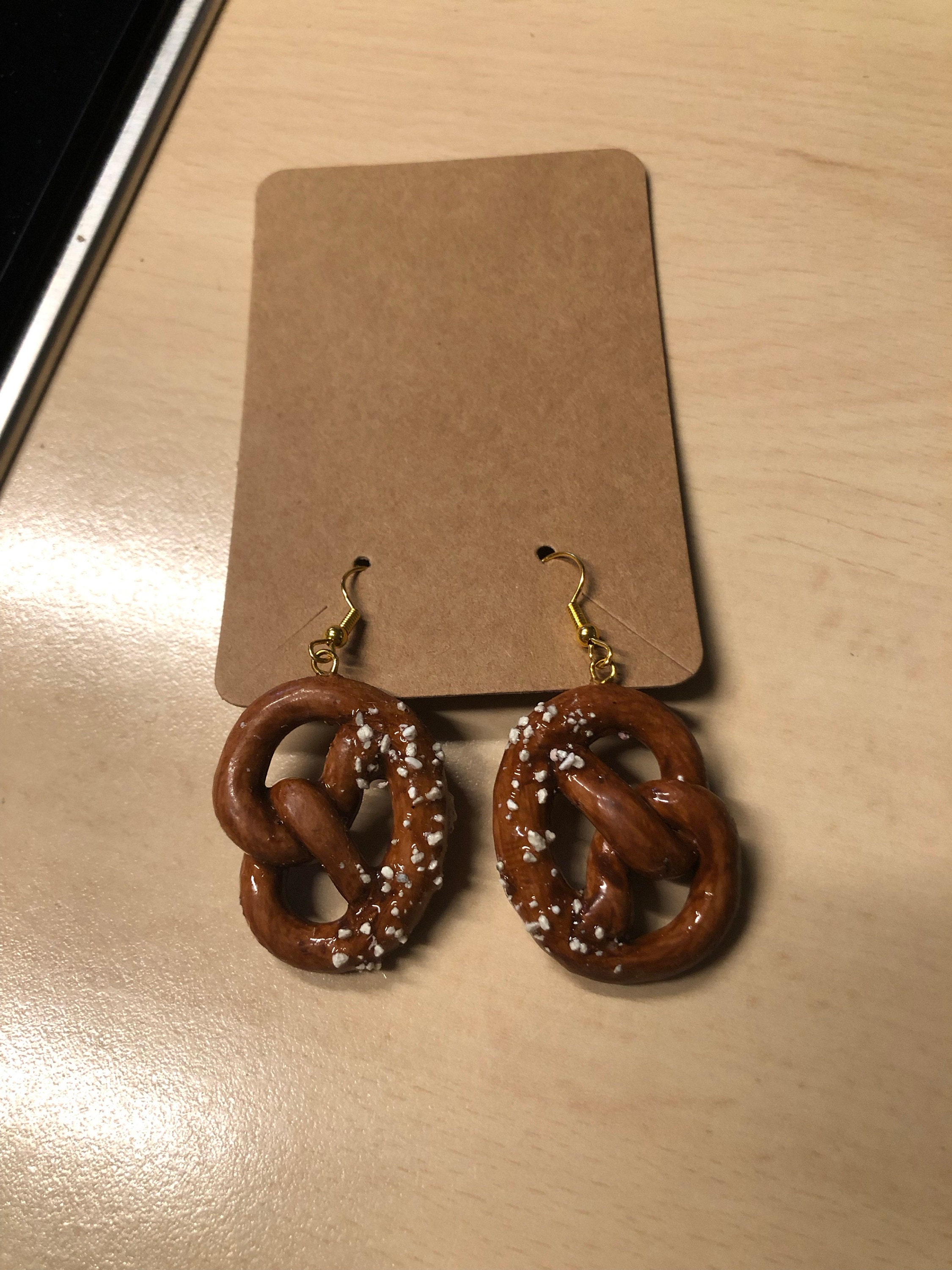 Earrings &quot;Laugenbrezel&quot;/ Modeling clay/ Miniature earring/ Motif earrings/ Oktoberfest jewelry/ Kawaii/ Tiny/ Cute/ Pretzel/ Ear clips/ Fun