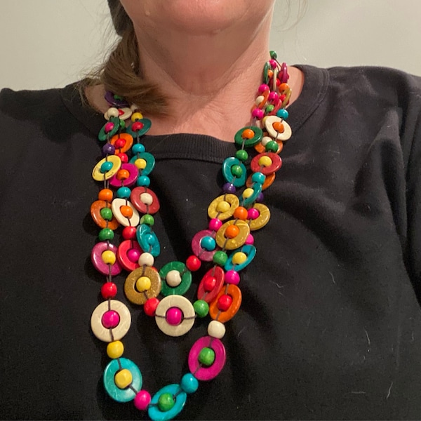 Chunky Antique Stone Boho Bohemian Statement Necklace Earring Set main image 1
