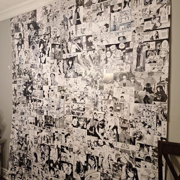 1250 Anime Manga Panels Wall Collage Kit | Anime Black & White Collage ...