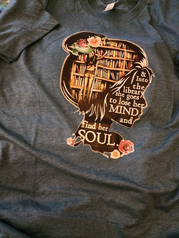 and into the library she goes to lose her mind and find her soul NO Books Shirt, Read Banned Books, Teacher Librarian Gift T-shirt