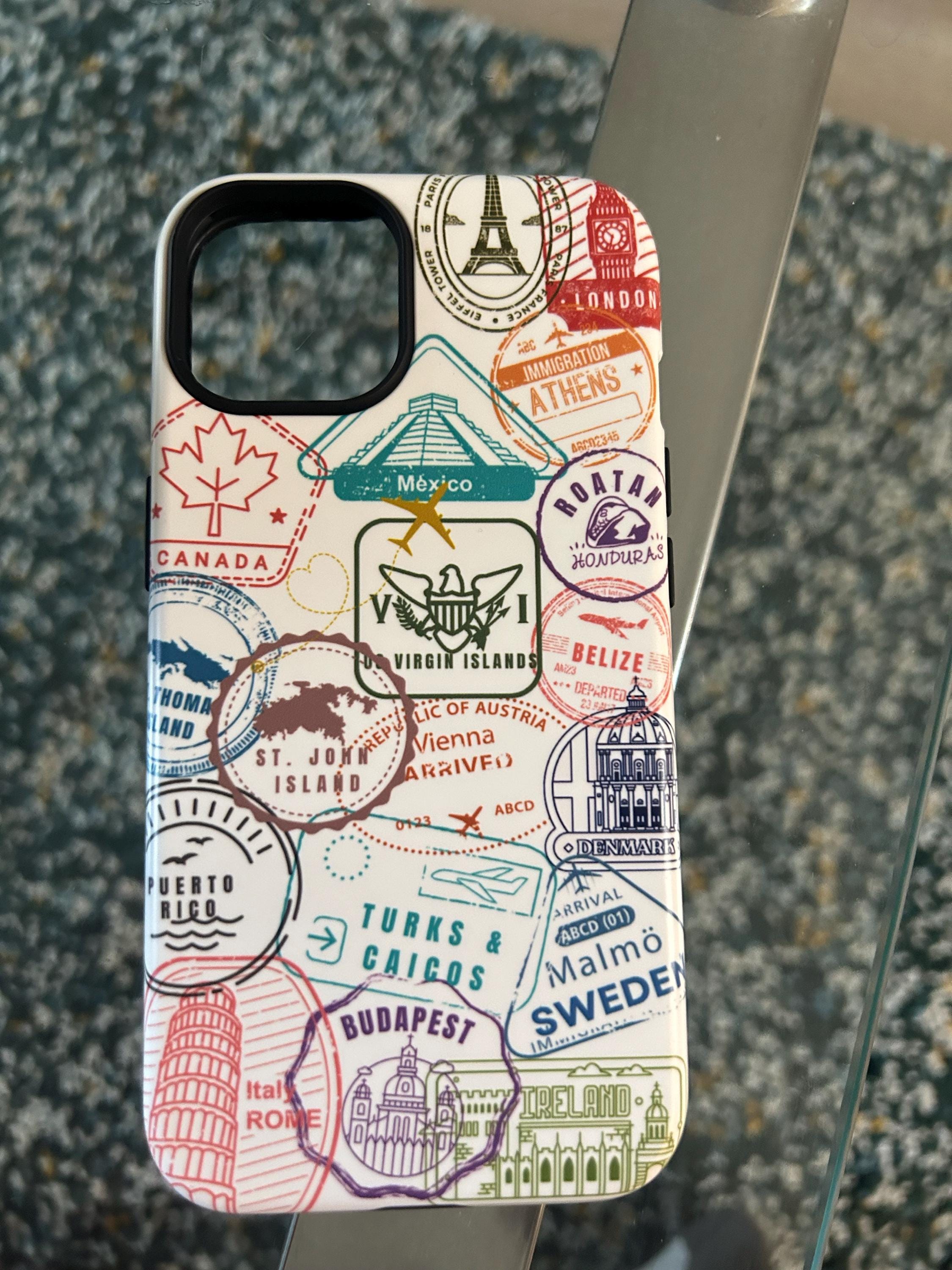 Create Your Own Travel Country Passport Stamp Travel Phone Case, For iPhone 13 15 14, Travel the World, Traveling Quote, Cute Thin Silicone,