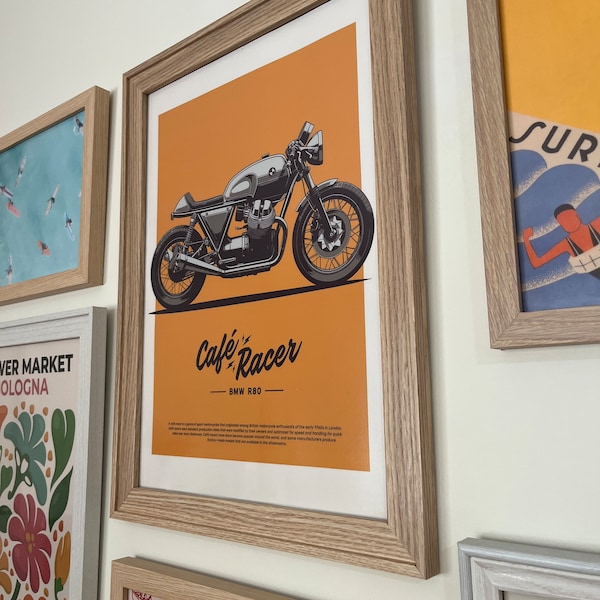 Retro Cafe Racer Bike Poster Motorcycle Wall Art Café Racer Vintage ...