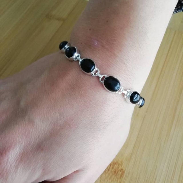 Black Onyx Sterling Silver Bracelet, Black Onyx Bracelet