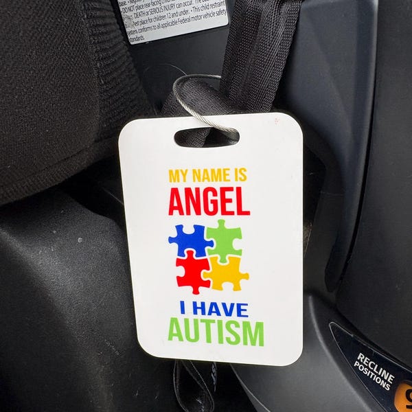 Autism Bag Tag, Autism Alert Tag, Personalized Bag Tag, Autism Hang Tag ...