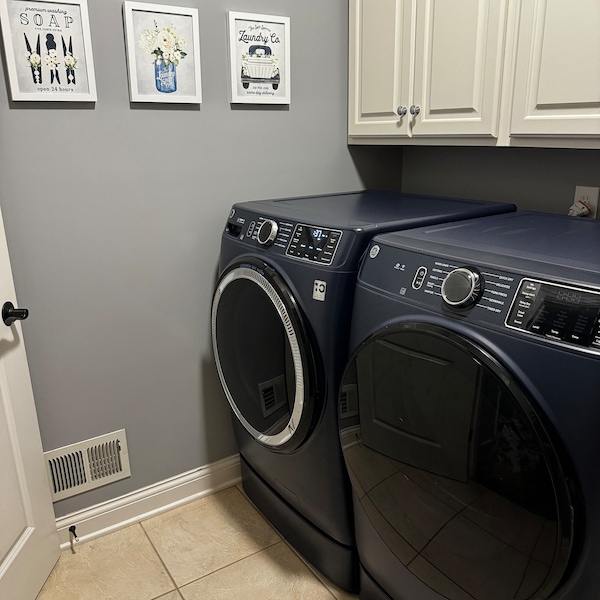 Navy Blue Laundry Room Art | Farmhouse Decor, Set of 3 - Etsy