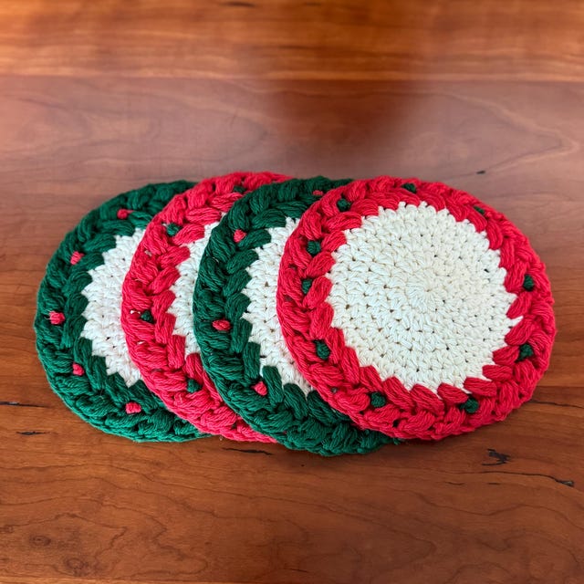 A customer's finished Wreath Ornament and Coaster Crochet Pattern + Video