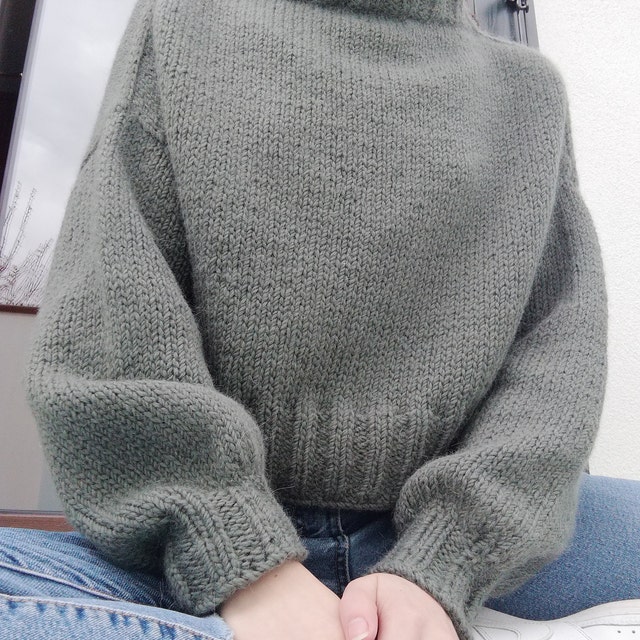 Knitting Pattern: Seamless Mock Neck Sweater, Boxy + Cropped Knitting Pattern: Seamless Mock Neck Sweater, Boxy + Cropped