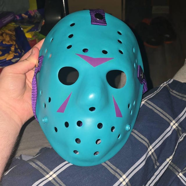 Handmade Turquoise Hockey Mask: Jason NES 8-bit Style Cosplay - Etsy