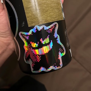 Holographic Mew Sticker | Retro Pixel Pokémon Vinyl Decal | Psychic Type, Gaming, Laptop, Water Bottle, Kawaii Gift