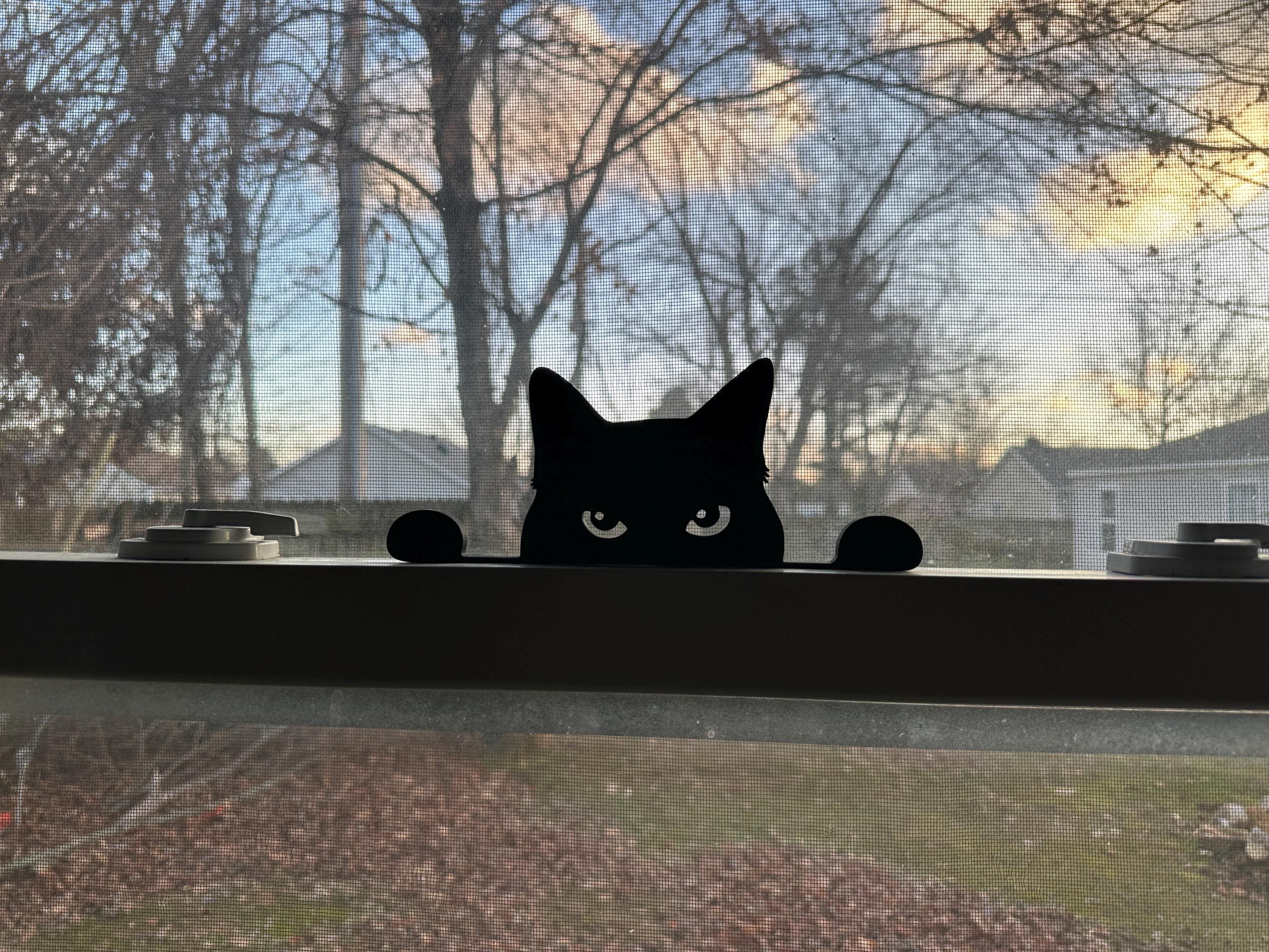 Black Cat Halloween Decor / Window Sill Cat / Witchy Kitten