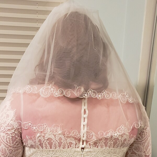 Gold Wedding Veil Gold Lace Veil Embroidered Bridal Veil Lace Veil