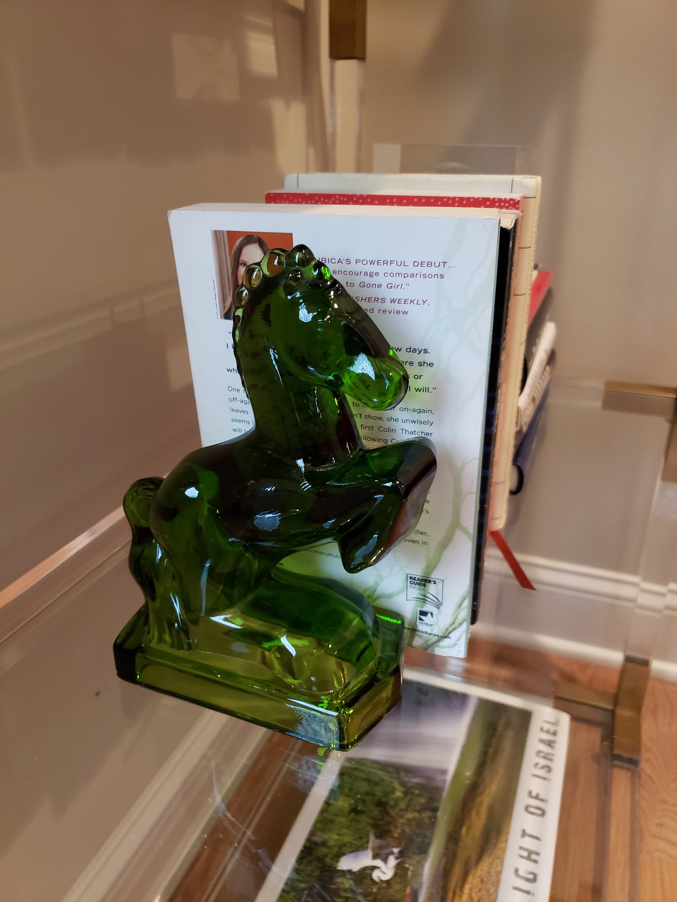 green glass horse bookends green glass horse bookends