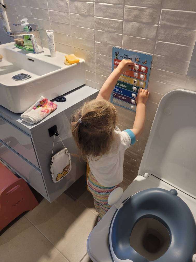 Kids Brushing Teeth Reward Chart for Healthy Teeth, Childrens Routine Chart for Mornings