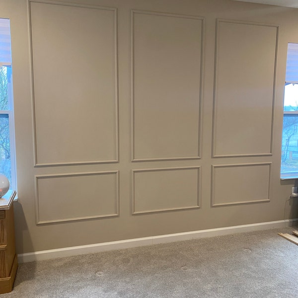 Pre-cut Primed Wall Moulding Kit – 3-panel Accent Wall- Wall Molding ...