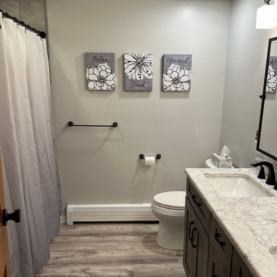 Gray Bathroom Wall Art Prints or Canvas, Relax Soak Unwind Bathroom ...