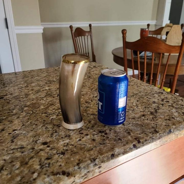 Hand-Engraved Ox Horn Viking Drinking Mug With Brass Ends – Ethical, Unique & Perfect For Mead Or Wine