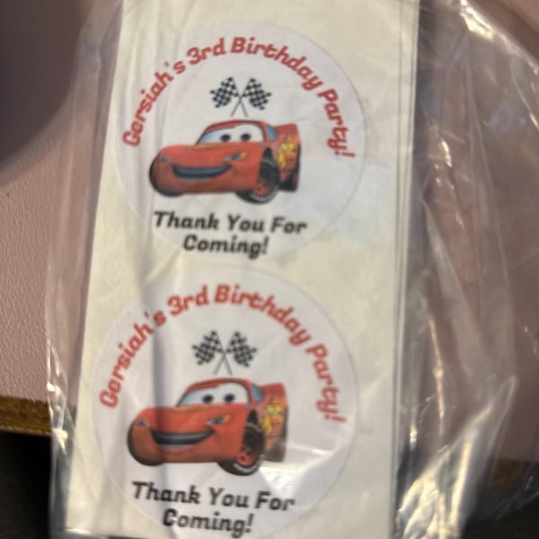 Cars Party Sticker 12 Cars Personalized Birthday Party Stickers, Labels, Favor Stickers ...