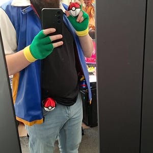 ポケモン サトシ トレーナー 帽子＆手袋セット - メッシュスタイルの