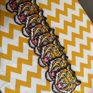 BENGAL TIGER PATCH iron-on embroidered wild animal roaring applique
