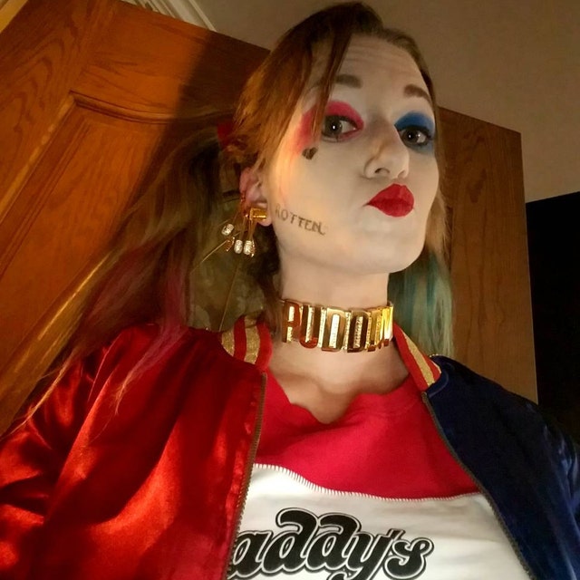 Puddin - Set di braccialetti in pelle punk, collare per lettere e