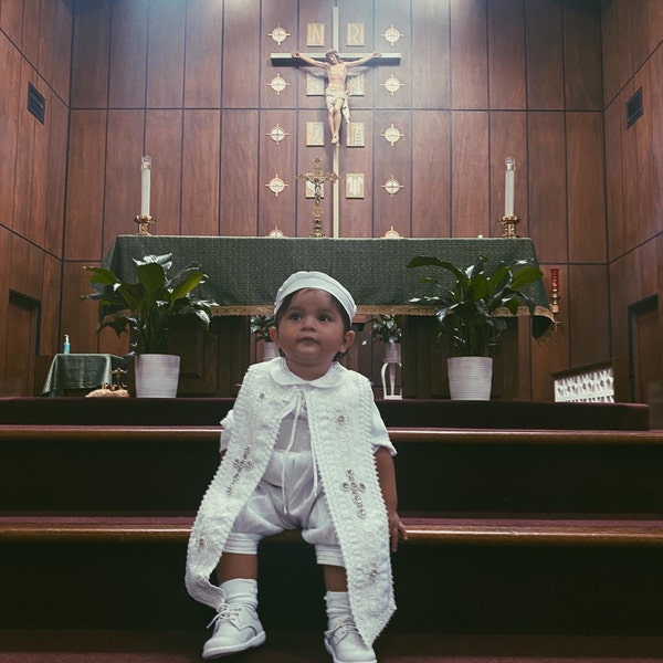Baby Boy Christening Outfit 9 Pieces Set, White Blessing or Baptism ...