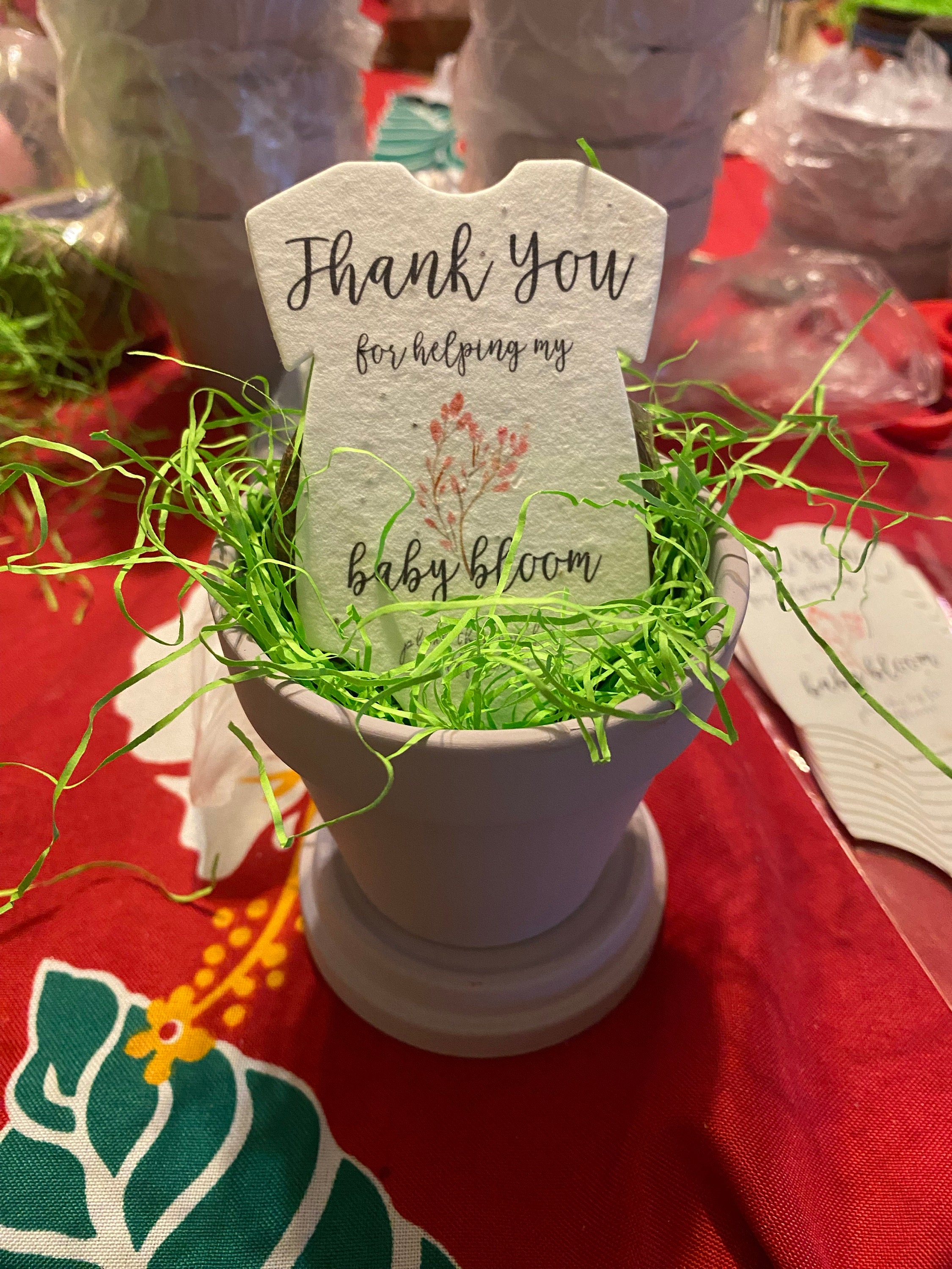 Infant Bodysuit Shape Thank You Baby Blooms Seed Paper 3&quot; x 2&quot; Wildflower Cotton with guides and envelopes - Pick your Flower