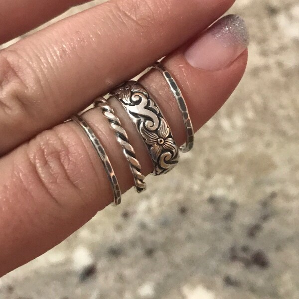 Sterling Silver Stacking Ring Twisted Ring Silver Ring Band Silver ...