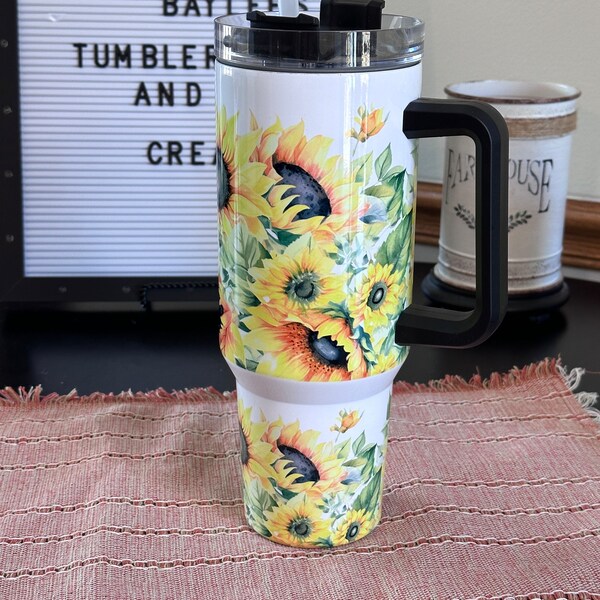 Sunflowers 40oz Quencher Tumbler Sublimation Design Country Flower ...