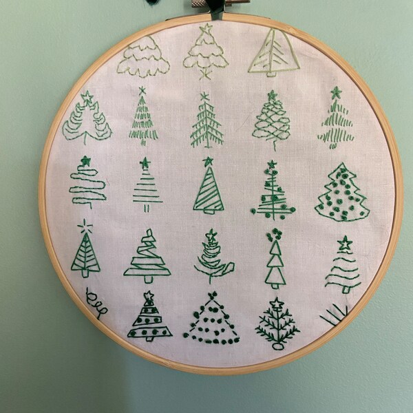 Christmas Tree Print Embroidery Pattern & Guide - PDF Digital Download ...