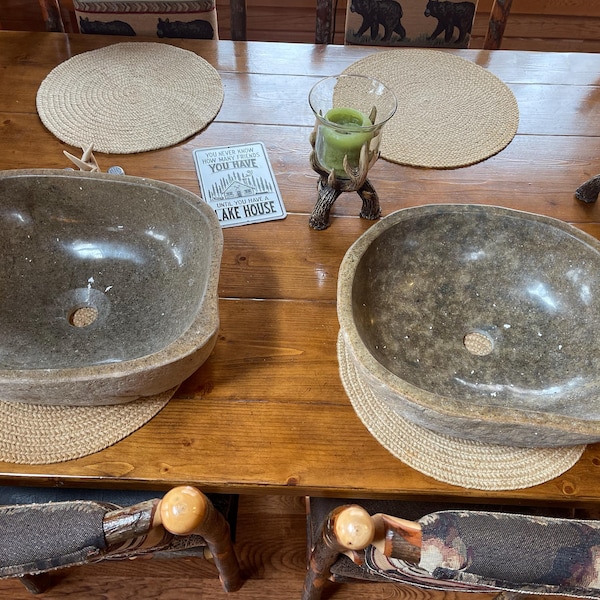 Natural River Stone Sink, Small Model: 13-15 Inches, Stone Sink ...