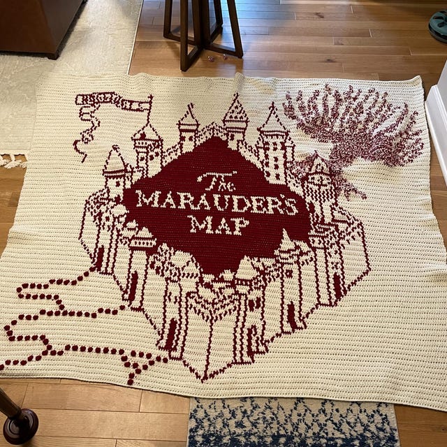 HP Magical Marauder's Map Throw Blanket *PATTERN ONLY* - Etsy