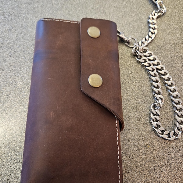 Men's Personalized Leather Long Biker Wallet With Chain, Chain Wallet ...