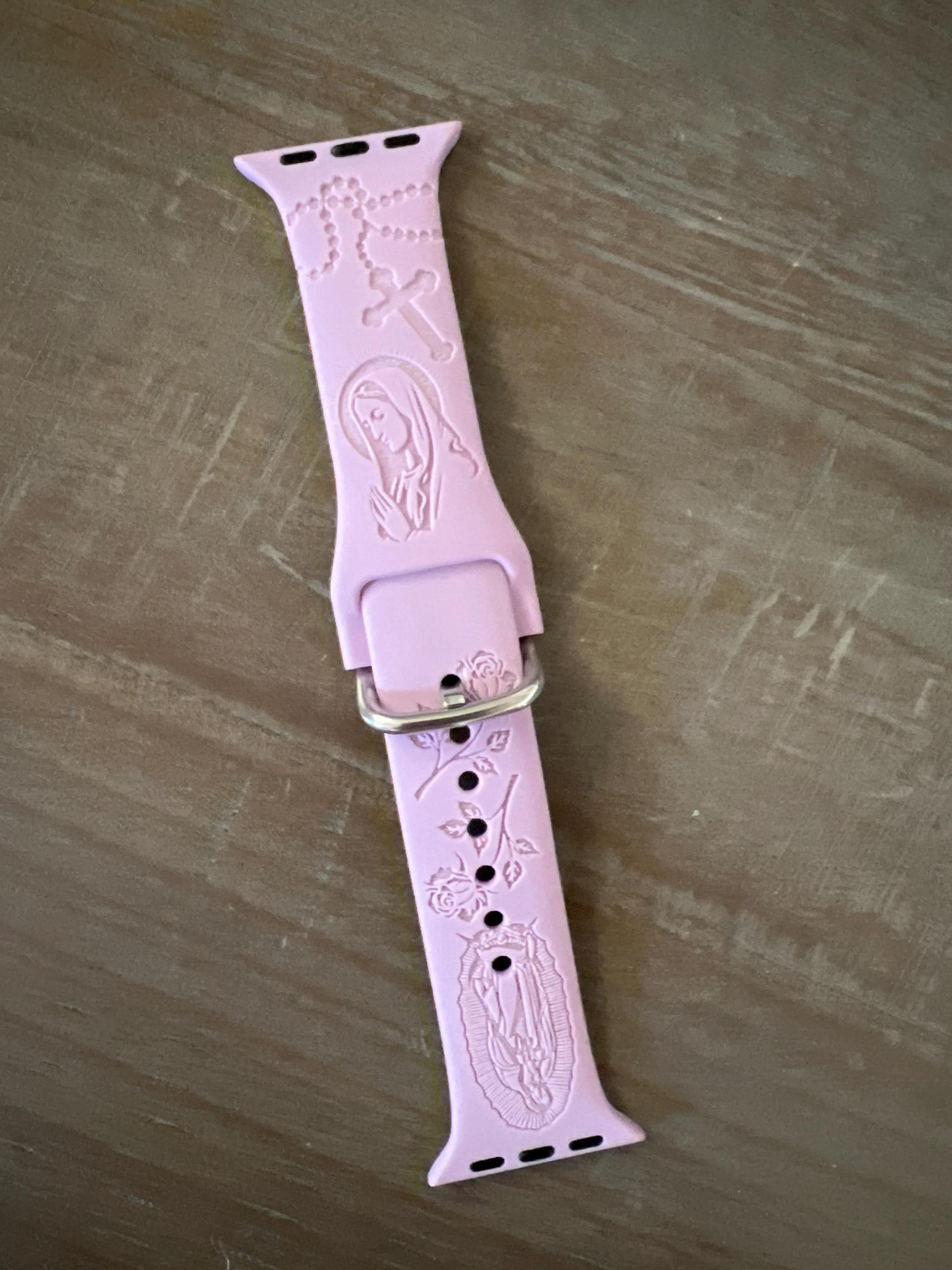 SuperLugano Virgin Mary with Cross Watch Band compatible with Apple Watch iWatch Band Silicone Watch 38/40/41 42/44/45 Strap Laser Jesus God