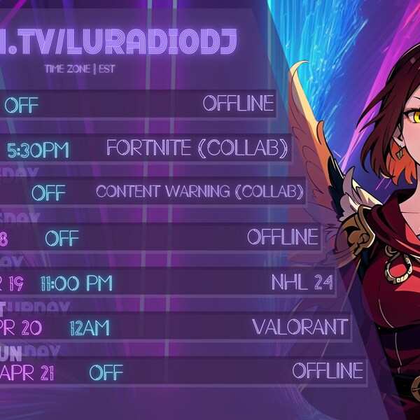 Spring Vtuber Schedule Template Blue Vtuber Stream Schedule Floral