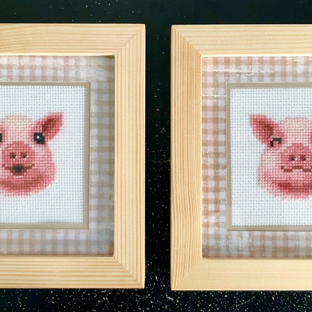 Happy Pig Cross Stitch Pattern PDF - Pig + Smiling Pig Embroidery