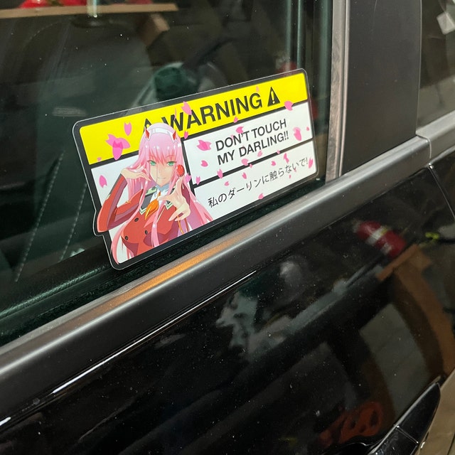 YJZT 9x4.5cm 4x Cartoon Funny WARNING Car Sticker Retro-reflective Decals  C1-8126