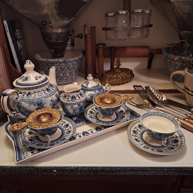藍流し釉彩ミニティーセット Red Teapot Set, Handmade Tea Pot / Cups/ Creamer Set
