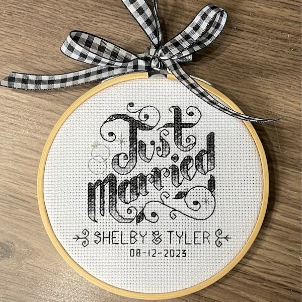 Just Married - Customisable Wedding Cross Stitch Pattern (digital ...