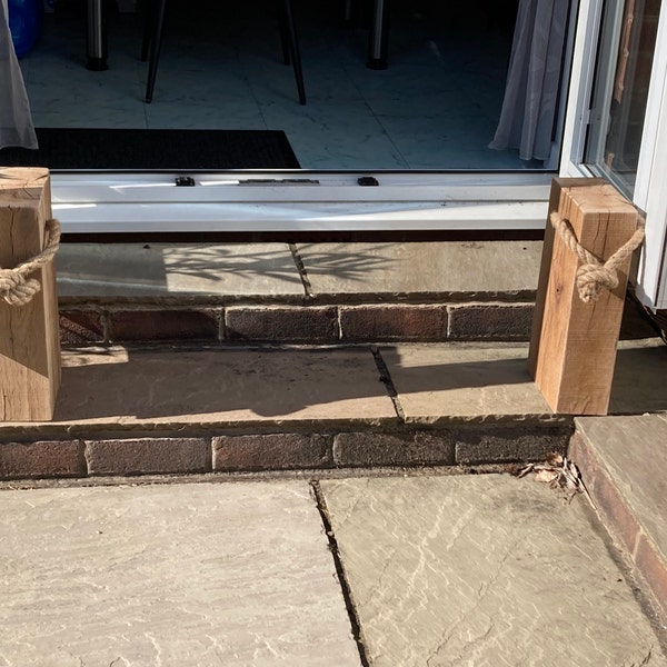 Solid Oak Beam Riser Lamp Stand Side Table Plant Display - Rustic ...