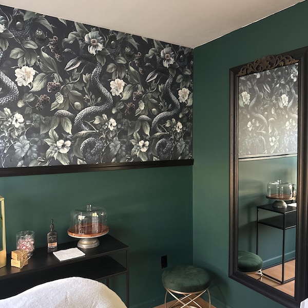 Chinoiserie Floral Wallpaper White Blossoms on Aqua Background Elegant ...