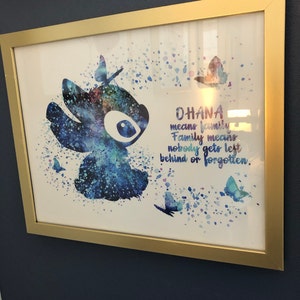 Stitch Ohana Means Family Quote Watercolor Art Print Lilo -  Portugal