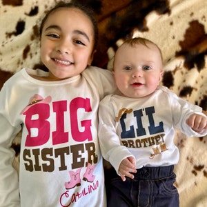 Big Sister Little Brother Matching Shirt Set Western Cowboy or Cowgirl ...