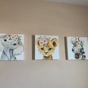 Nursery Decor Girl - Baby Girl Nursery Wall Art - Safari Baby Animal ...